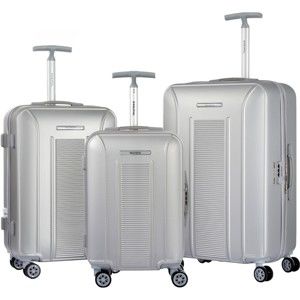 Sada 3 cestovních kufrů na kolečkách ve stříbrné barvě Murano Africa