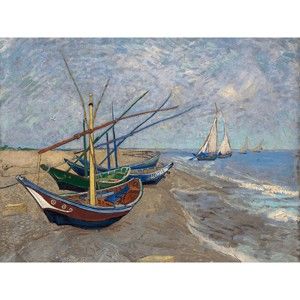 Reprodukce obrazu Vincenta van Gogha - Fishing Boats on the Beach at Les Saintes-Maries-de la Mer, 40x30 cm