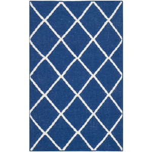 Modrý vlněný koberec Safavieh Fes, 76 x 243 cm