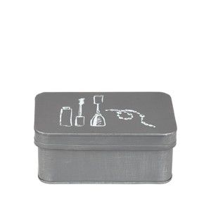 Šedý kovový box na kosmetiku LABEL51