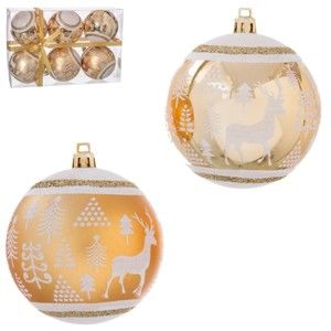 Sada 6 vánočních ozdob ve zlaté barvě Unimasa Reindeer