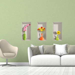 Sada 3 3D samolepek na zeď Ambiance Spring Flowers