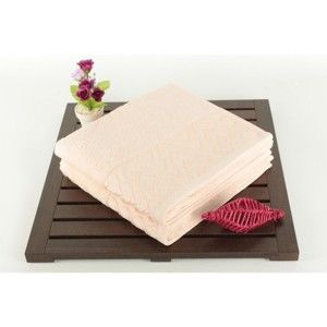 Sada 2 pudrově růžových osušek ze 100% bavlny Kalp, 50x90 cm