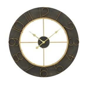 Černé nástěnné hodiny s detaily ve zlaté barvě Mauro Ferretti Norah, ⌀ 70 cm