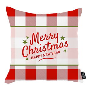 Bílo-červený vánoční povlak na polštář Apolena Honey Merry Christmas and Happy New Year, 45 x 45 cm