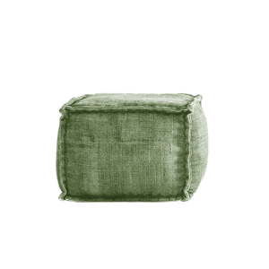 Zelený puf Linen Couture Squared, 60 x 60 cm