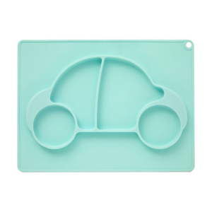 Modrý dětský silikonový talíř s motivem auta Premier Housewares Zing Food