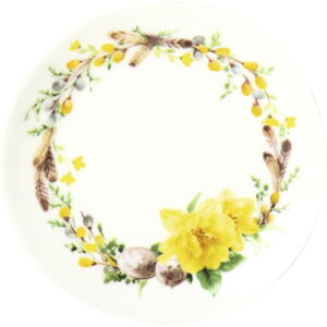 Žluto-bílý dezertní  porcelánový talíř ø 10 cm Helene – IHR