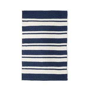 Modrý bavlněný ručně tkaný koberec Pipsa Navy Stripes, 60 x 90 cm