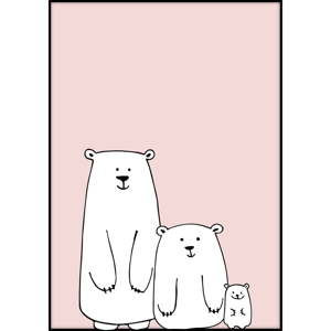 Plakát Imagioo Pink Bear Family, 40 x 30 cm
