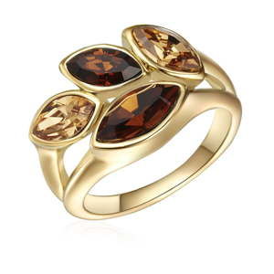 Prsten ve zlaté barvě s krystaly Swarovski Saint Francis Crystals Autumn Leaf, vel. 54
