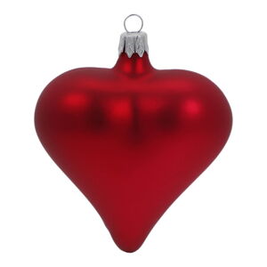 Sada 3 červených skleněných vánočních ozdob ve tvaru srdce Ego Dekor