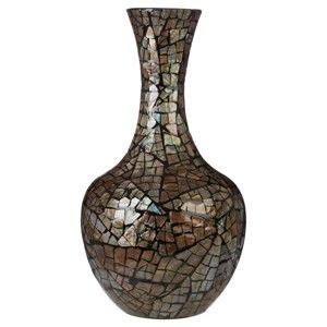 Bambusová váza s lasturovými detaily Premier Housewares Crackle Mosaic, výška 57 cm