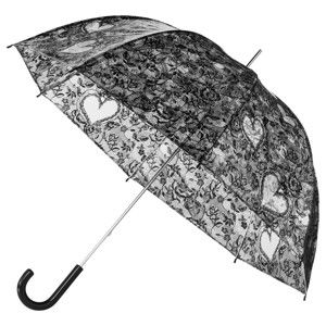 Transparentní holový deštník s černými detaily Birdcage Heart, ⌀ 95 cm