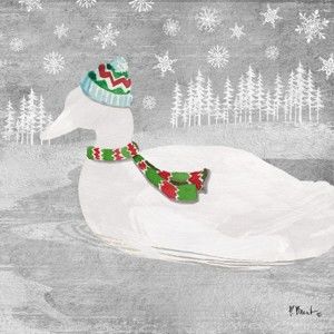 Balení 10 papírových ubrousků s vánočním motivem PPD Woodland Duck Silver