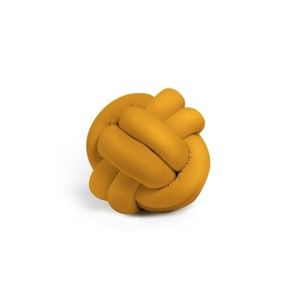Hořčicově žlutý polštář Knot Decorative Cushion, ⌀ 25 cm