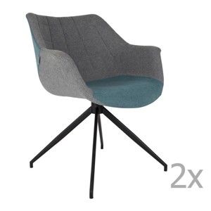 Sada 2 šedo-modrých židlí Zuiver Doulton