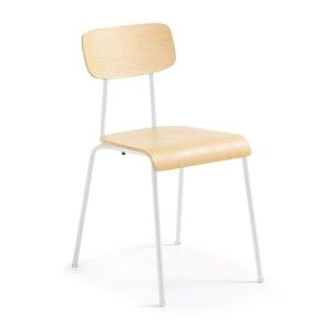Bílá jídelní židle s přírodním sedákem La Forma Klee