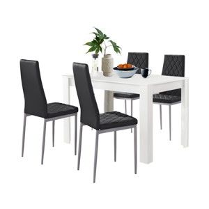 Set bílého jídelní stolu a 4 černých jídelních židlí Støraa Lori and Barak, 120 x 80 cm