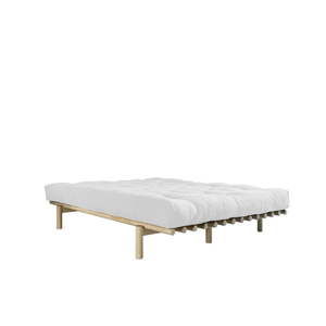 Dvoulůžková postel z borovicového dřeva s matrací Karup Design Pace Double Latex Natural/Natural, 140 x 200 cm