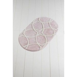 Světle růžová koupelnová předložka Confetti Bathmats Bonne Oval Pink, 60 x 100 cm