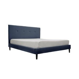 Modrá postel s černými nohami Vivonita Kent, 180 x 200 cm