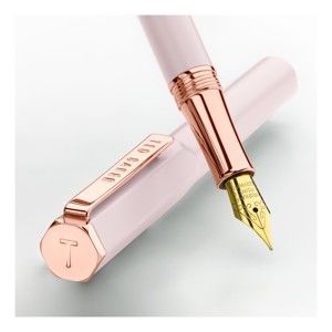Světle růžové bombičkové pero se zlatými detaily Ted Baker Fountain