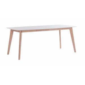 Bílý dřevěný jídelní stůl s matně lakovanými nohami Folke Sanna, délka 190 cm