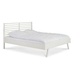 Bílá ručně vyráběná postel z masivního březového dřeva Kiteen Notte, 160 x 200 cm