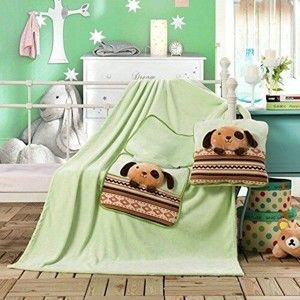 Světle zelená dětská deka z mikrovlákna DecoKing Cuties Puppy, 110 x 160 cm