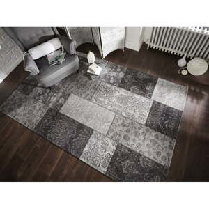Tmavě šedý koberec Flair Rugs Patchwork Chennile Black Grey, 120 x 170 cm