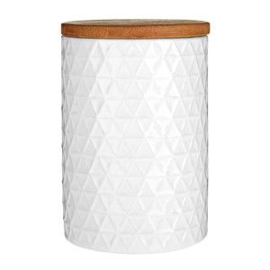 Bílá dóza s bambusovým víkem Premier Housewares White Tri Canister, ⌀ 10 cm