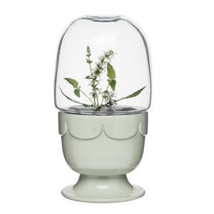 Světle zelený porcelánový květináč s poklopem Sagaform Greenhouse