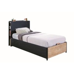 Černá jednolůžková postel s úložným prostorem Black Bed With Base, 100 x 200 cm