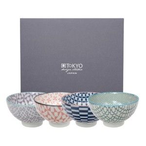 Sada 4 porcelánových misek na rýži Tokyo Design Studio Geo Eclectic