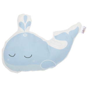 Modrý dětský polštářek s příměsí bavlny Apolena Pillow Toy Whale, 35 x 24 cm
