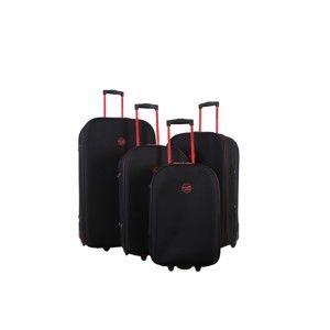Sada 4 černých cestovních kufrů na kolečkách Travel World