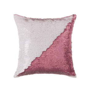 Bílo-růžový polštář s flitry Unimasa Glitter, 45 x 45 cm