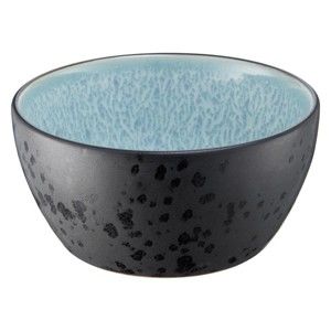 Černá kameninová miska s vnitřní glazurou v bledě modré barvě Bitz Mensa, průměr 12 cm