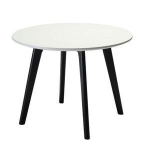 Černo-bílý konferenční stolek s nohami z dubového dřeva Furnhouse Life, Ø 60 cm
