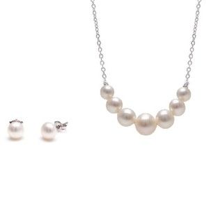 Sada náhrdelníku a náušnic z říčních perel GemSeller Spicata, bílé perly