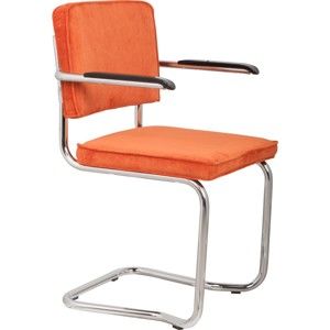 Sada 2 oranžových židlí s područkami Zuiver Ridge Kink Rib