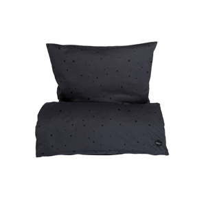 Set černého povlečení na peřinu a polštář z organické bavlny OYOY Dot, 200 x 140 cm