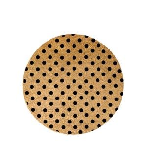 Černá kulatá rohožka z přírodního kokosového vlákna Artsy Doormats Dots, ⌀ 70 cm