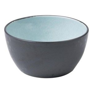 Šedá kameninová miska s vnitřní glazurou v bledě modré barvě Bitz Mensa, průměr 14 cm