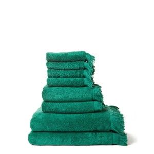 Set 4 zelených osušek a 4 ručníků z čisté bavlny Casa Di Bassi