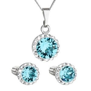 Set 2 stříbrných náušnic a náhrdelníku se Swarovski krystaly v modré barvě Je Veux Meliro
