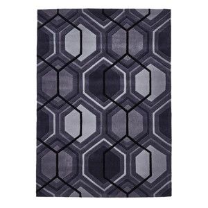 Šedý ručně tuftovaný koberec Think Rugs Hong Kong Hexagon Charcoal, 150 x 230 cm