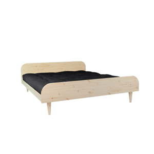 Dvoulůžková postel z borovicového dřeva s matrací Karup Design Twist Double Latex Natural/Black, 140 x 200 cm