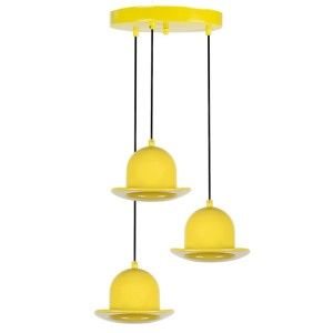 Žluté závěsné svítidlo Mini Hat Ceiling Lamp Head Piece Duro, 3 žárovky